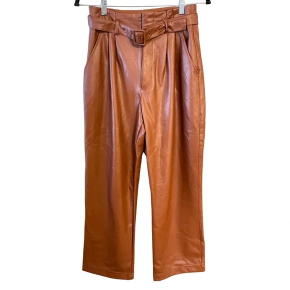 Abercrombie & Fitch brown vegan Leather Pants - Picture 4 of 11